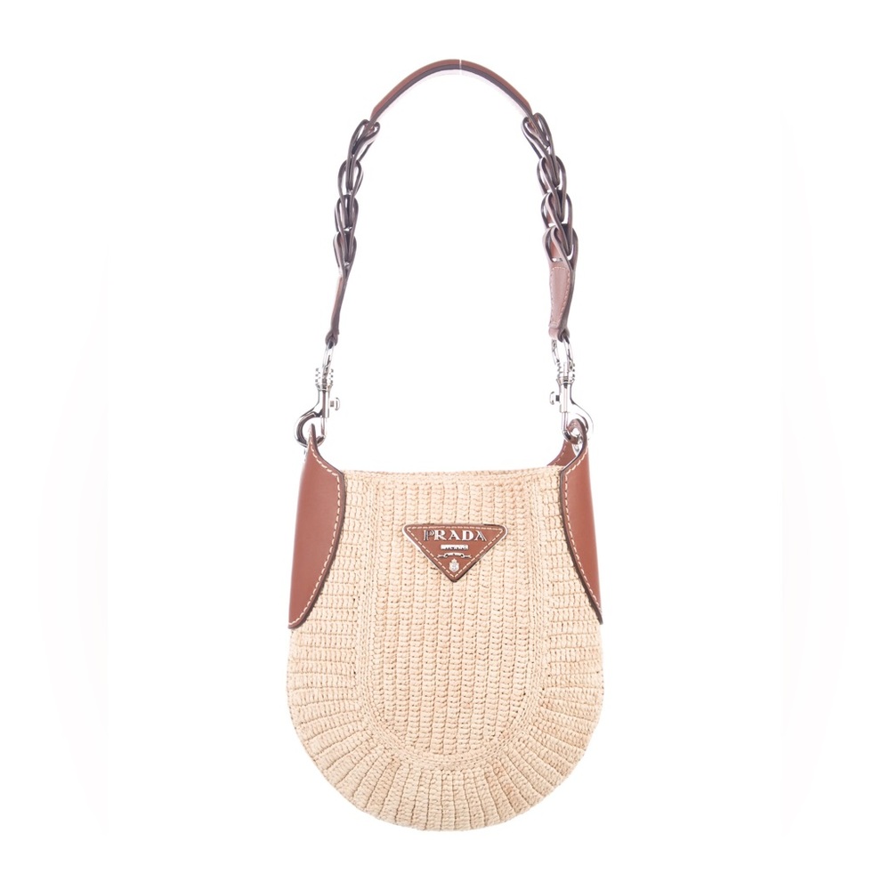 Prada Open Hobo Woven Raffia with Vitelli Leather